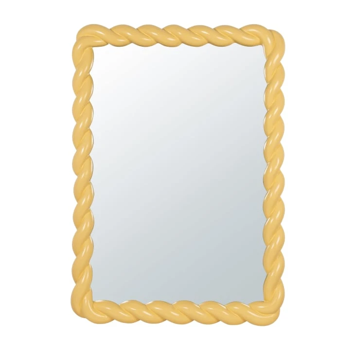 Miroir rectangulaire torsadé jaune 70x100