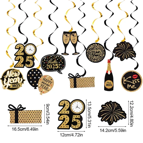 Bannière en spirale de bonne année, lunettes en papier, cadre photo, décorations de fête de veille de famille, accessoires de photomaton, décor de photobooth, 2025 - AliExpress 15