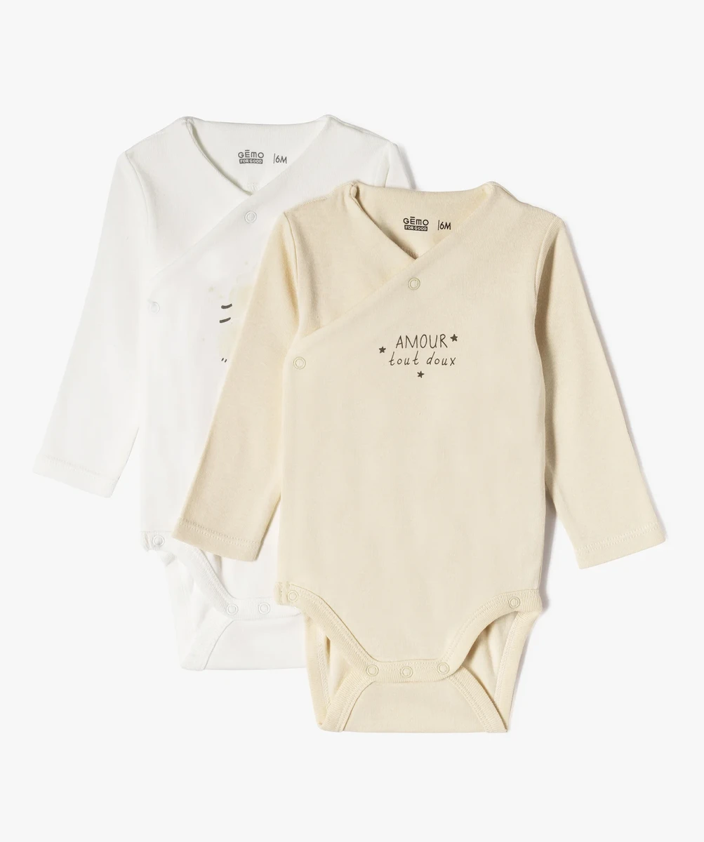Bodies manches longues fermeture croisée devant bébé (lot de 2)