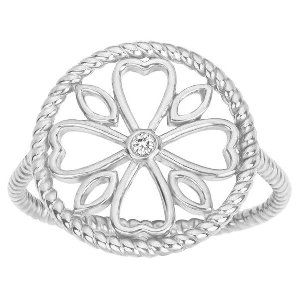 20100025 - Bague diamant et argent « Le Trèfle » La Garçonne Diamant