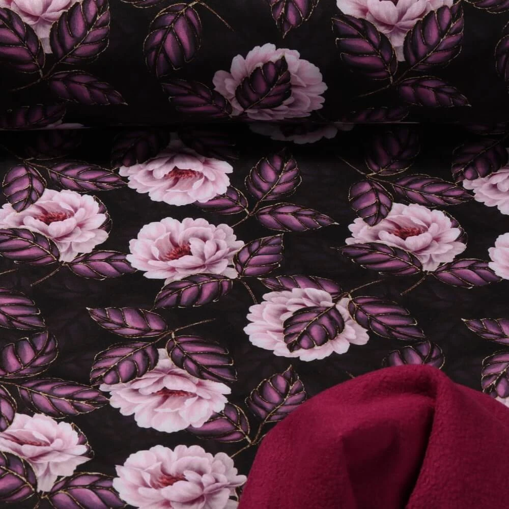 Softshell - Impression digitale Fleurs Aubergine