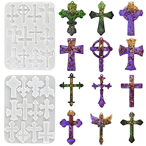 Weenkeey Cross résine moule Cross Keychain moule Cross pendentif époxy moule charme moule de fonderie bricolage artisanat Bijoux Boucles d'oreilles pendentif porte - clés