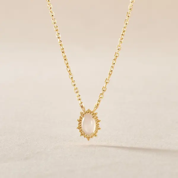 Collier Vintage Love Plaqué Or Jaune Pierre De Lune