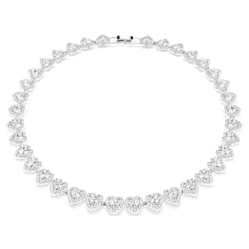 Collier Tennis Ariana Grande x Swarovski, Tailles variées, Cœur, Blanc, Métal rhodié