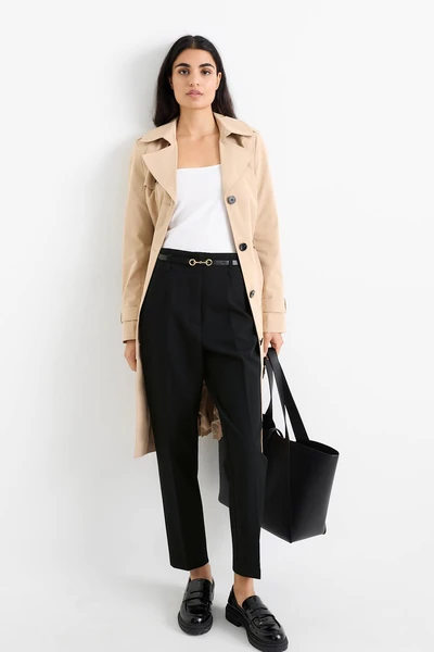 Pantalon de toile à ceinture - high waist - tapered fit