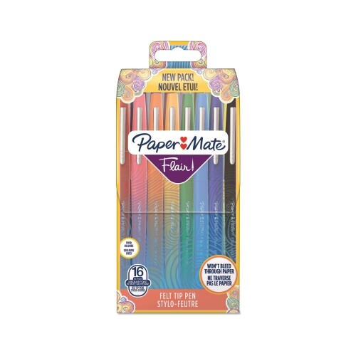 Lot de 16 stylos-feutres - Flair - Pointe moyenne - Paper Mate