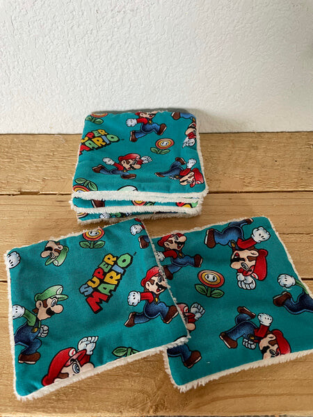 Coton Réutilisable Lot super Mario