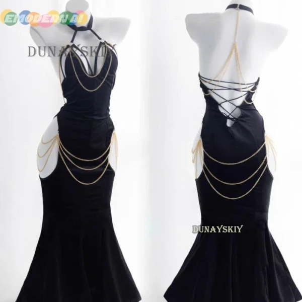 Costumes de Cosplay Anime Overlord Albedo, robe à gants enveloppée dans les hanches, entrejambe ouvert, jupe queue de poisson, sirène noire, Halloween Lute - AliExpress