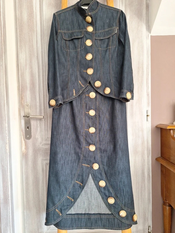 Ensemble en jean vintage jupe veste Cottonade