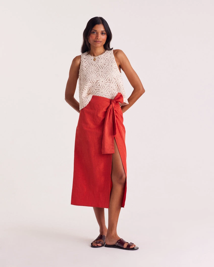 Jupe Donata rouge coquelicot
