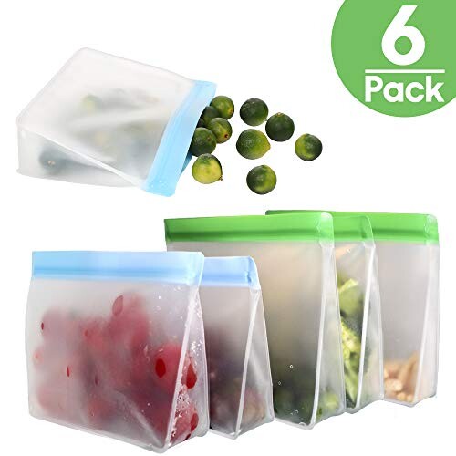 Sac Stockage Nourriture Réutilisables PEVA Ziplock 6 Pièces