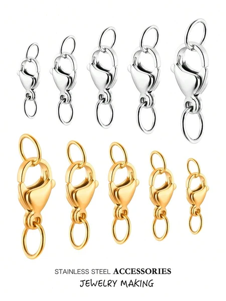 10 20 50 pièces/sac Fermoirs homards en acier inoxydable dorés avec anneaux de jonction pour fabrication de bijoux, chaînes, bracelets, colliers, anklets DIY | Mode en ligne | SHEIN FRANCE