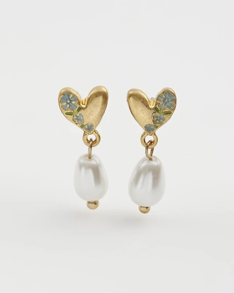 Boucles d'oreilles coeur et perle