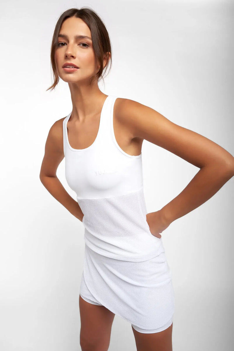Débardeur blanc brassière intégrée YUJLAB
