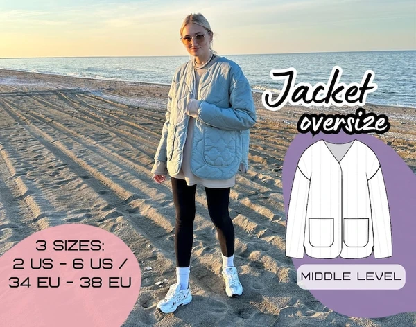 Veste surdimensionnée | Patron de couture PDF | Tailles : XS-M (2US/34EU - 6US/38EU)