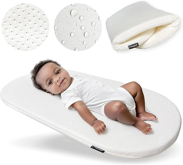 Yunioo matelas à langer pliable | matelas à langer | matelas universel pour panier à langer, moïse, landau et berceau | avec housse ultra-douce, déperlante et amovible | 74 x 38 cm