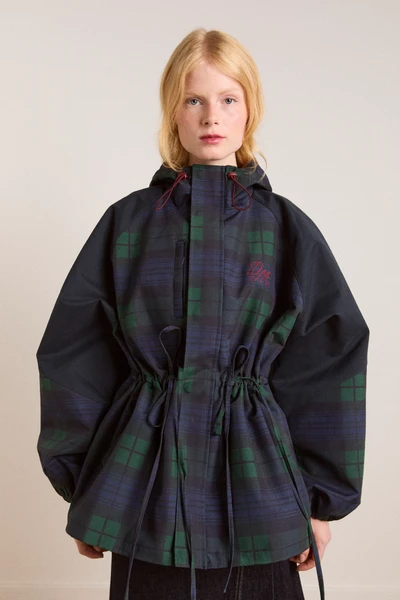 pre-order liu shower resistant raincoat - navy check
