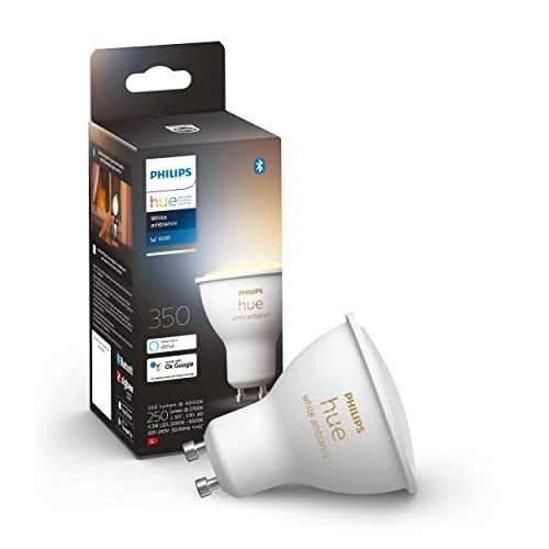 Philips Hue White Ambiance, ampoule LED connectée GU10, compatible Bluetooth, fonctionne avec Alexa, Google Assistant et Apple Homekit