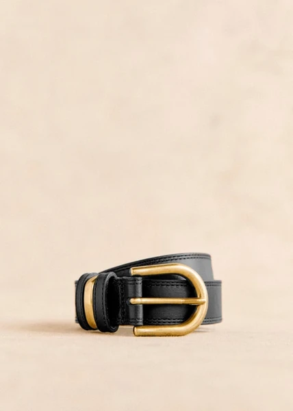 Ceinture Taylor - Noir Lisse Heritage - Cuir lisse bovin tannage végétal - Sézane
