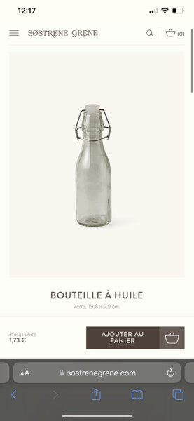Bouteille à huile | Verre. 19,8 x 5,9 cm. | Søstrene Grene