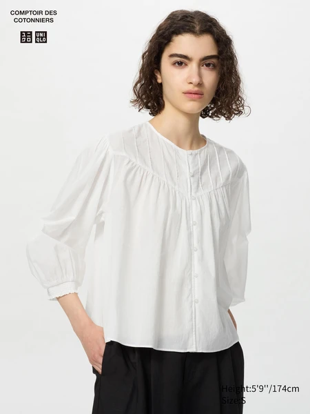 Blouse transparente en coton (Manches 3/4)