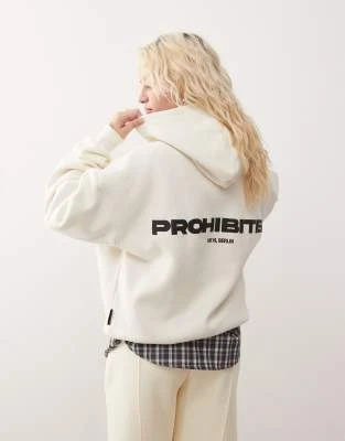 Prohibited - Sweat à capuche avec inscription logo au dos - Crème