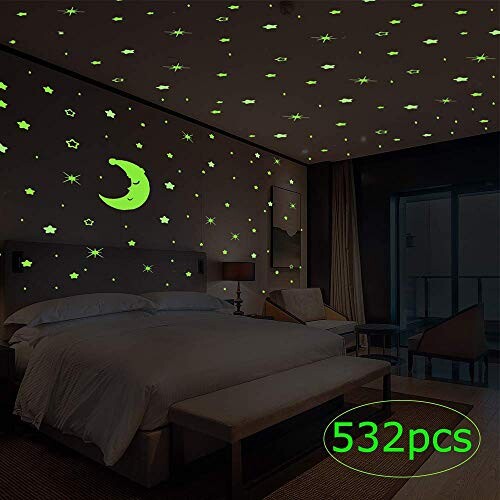 Gleading Glow In The Dark Stickers Muraux D Etoiles Et Lune 533 Stickers Muraux Lumineux D Etoiles Et Lune Parfait Pour Chambre De Bebe Et D Enfant Chambre Salon Cadeau D Anniversaire Listy La