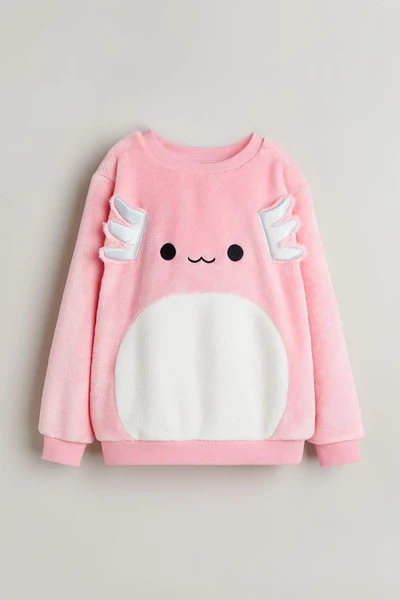 Sweat en tissu peluche avec applications