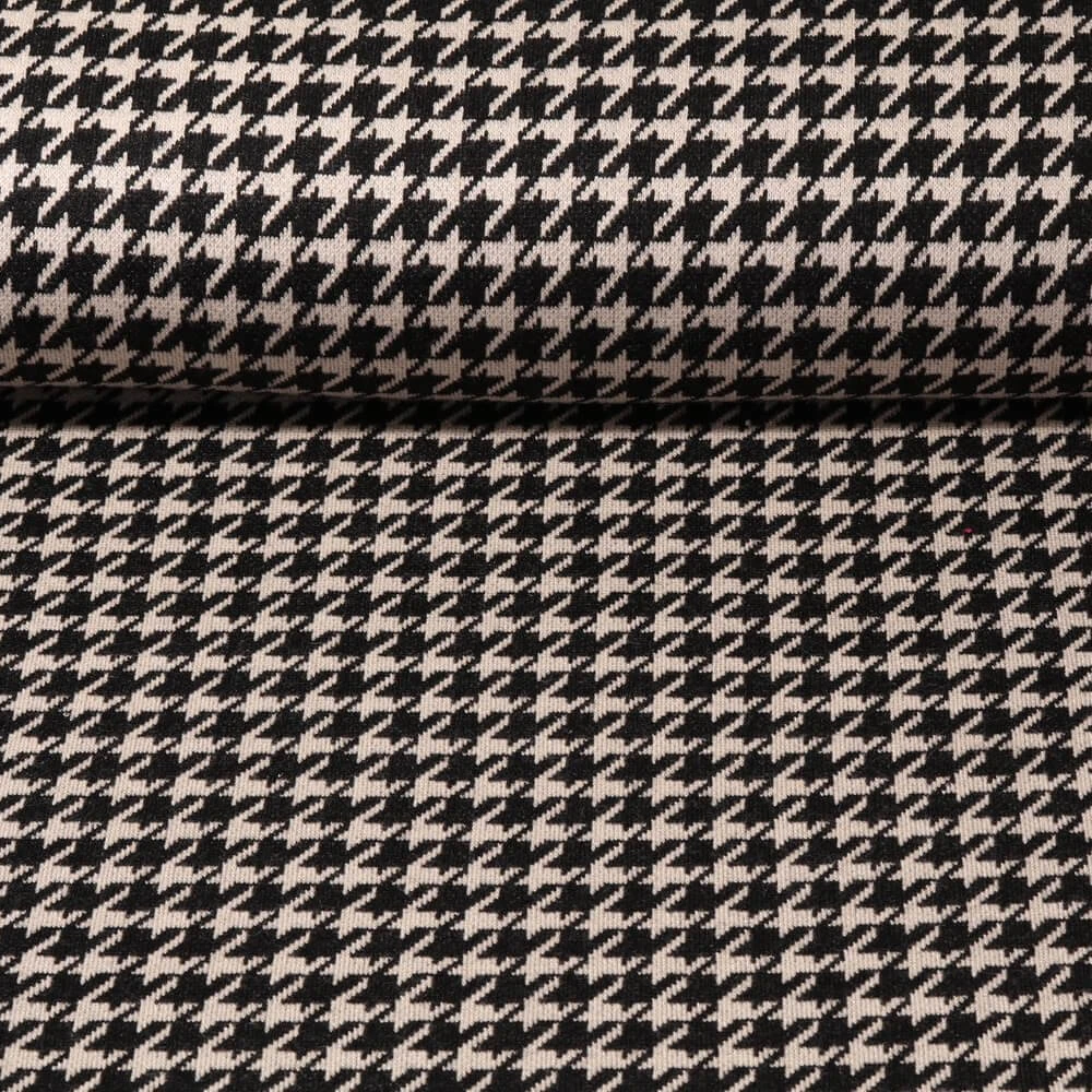 Tricot jersey jacquard - Effet cachemire Pied-de-poule Noir Ecru