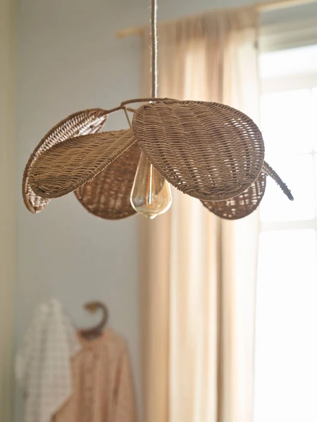 Abat-jour pour suspension en rotin Pétales beige - Vertbaudet