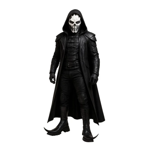 The Black Reaper – Gothic Leather Costume with Mask & Boots – Grim Reaper Cosplay Set – Few Sets Available