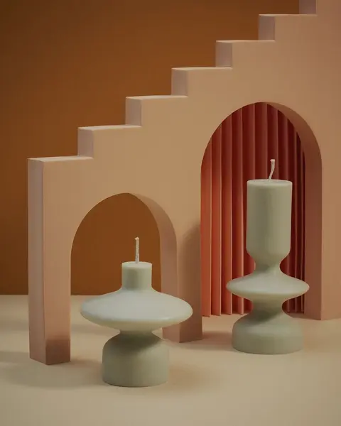 bougie décorative pour maison rustique, déco naturelle, bougie sculpturale décoration pour maison moderne, idée cadeau élégante, objet pilier design