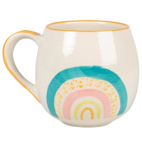 Mug en grès coloris sable imprimé arc-en-ciel multicolore | Maisons du Monde