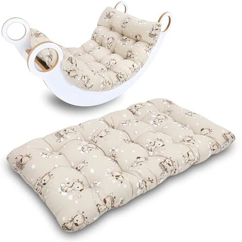 Matelas de sol enfant 60x120 cm - bébé coussin doux en coton pour arche d'escalade et jouet Montessori - tapis d'eveil bebe et pour coin lecture Oeko-Tex Girafes