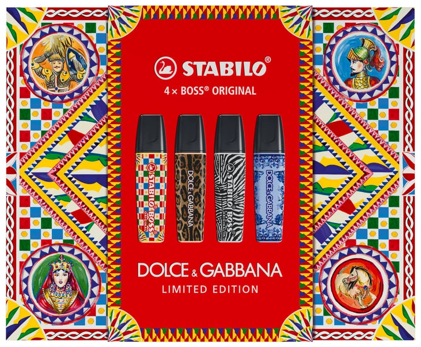 Coffret 4 surligneurs Stabilo - Boss Original x Dolce&Gabbana - Edition limitée - Pointe biseautée