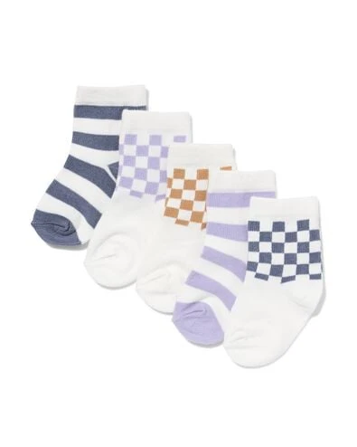 chaussettes bébé à carreaux - 5 paires lavande