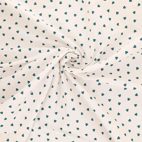 Tissu Coeur Coton 57fils Canard - Tissus des Ursules