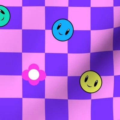 Y2K Pastel Clowncore Happy Faces and Fabric | Spoonflower