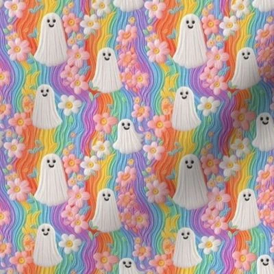 Groovy Rainbow Halloween Ghost Fabric | Spoonflower