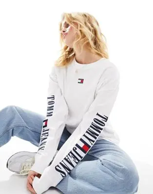 Tommy Jeans - T-shirt à manches longues - Blanc