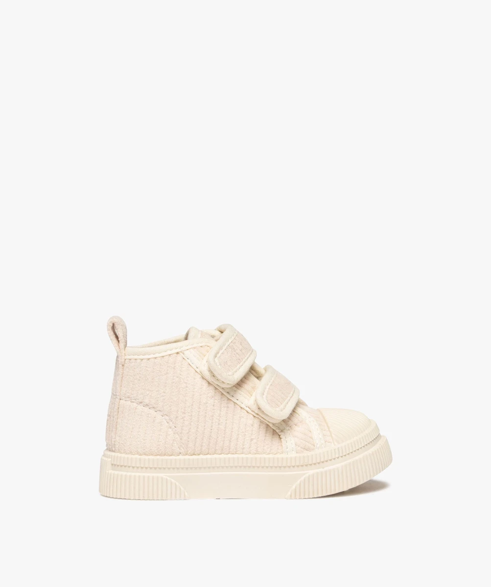 Baskets bébé fille montantes en velours côtelé avec double scratch