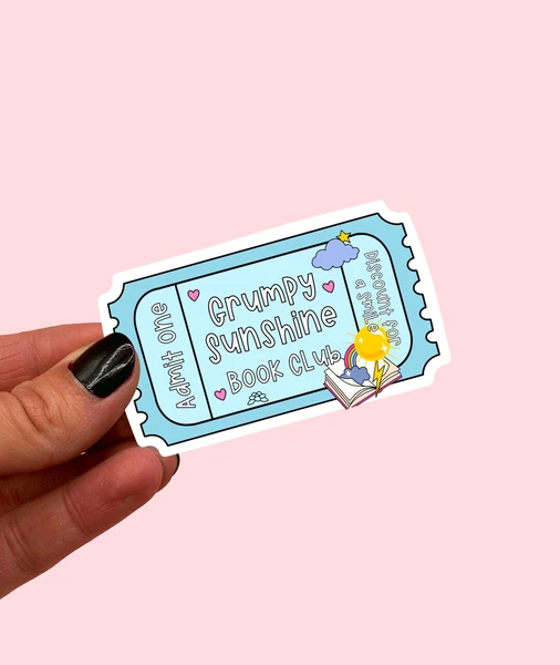 Grumpy Sunshine Book Club Ticket sticker | Book Club sticker | Book lover sticker | Book nerd sticker | Funny book sticker | Romance books