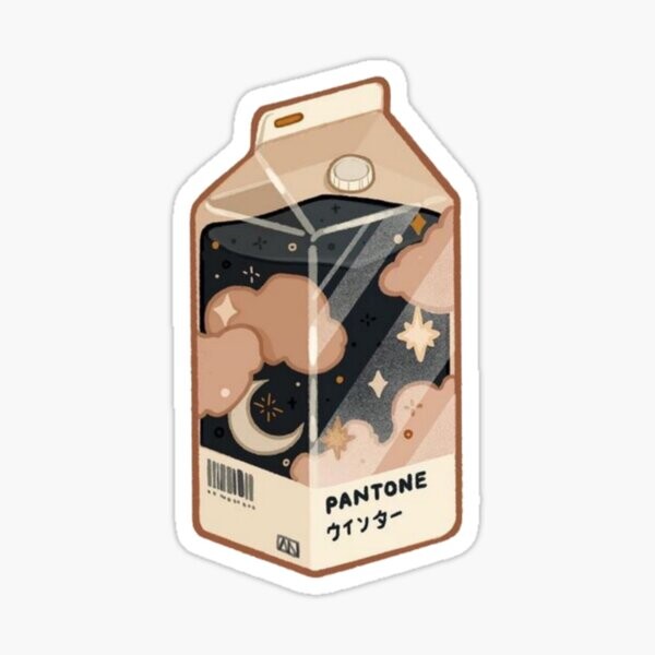 Carton de lait de nuit japonais clair Pantone | Sticker