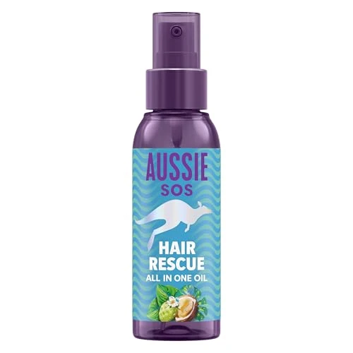 Aussie SOS Hair Rescue Huile Capillaire Tout-en-Un 100ml Pour Démêler et Lisser les Cheveux, Aide à Prévenir les Fourches et Hydrate Pendant 100 Heures, Formule végane