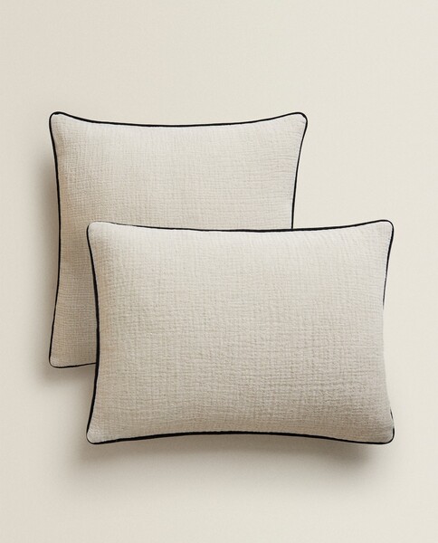 HOUSSE DE COUSSIN LIN LISERÉ