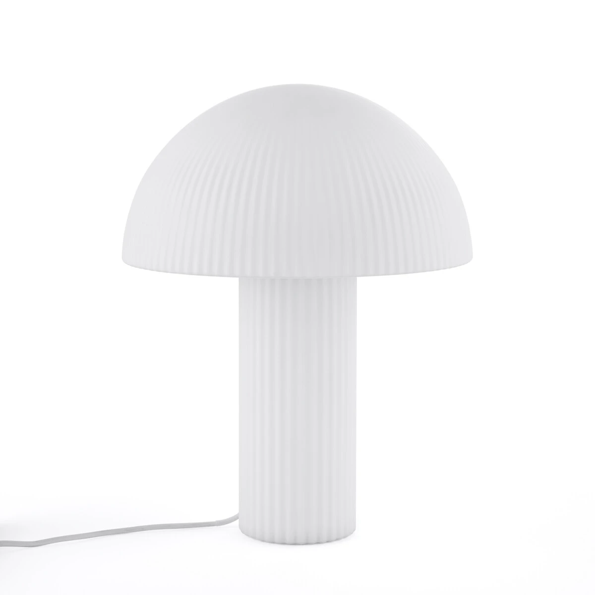 Lampe champignon, verre opaline strié, Loulou