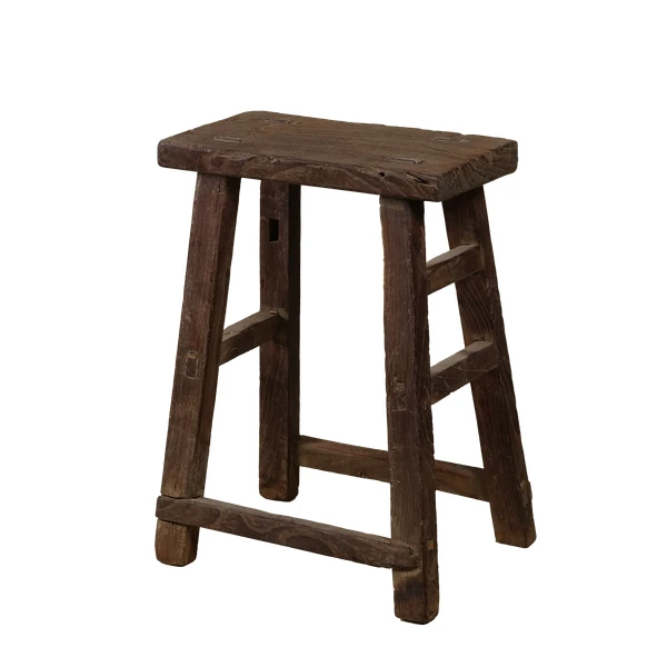 Zao - Tabouret rectangulaire en orme ancien n°4