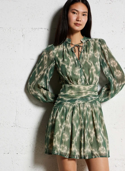 ROBE COURTE IMPRIMé KAKI BA&SH - FEMME | Place des Tendances