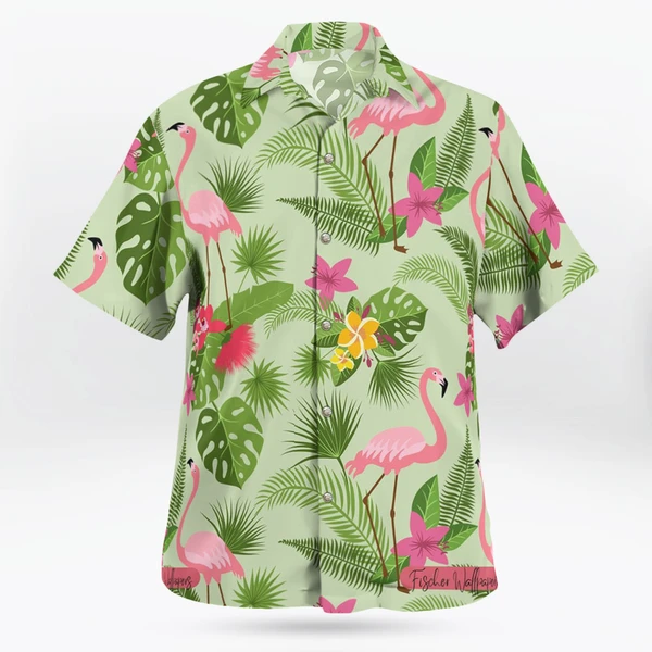 Green Pink Flamingo Pattern Hawaiian Shirt - Tropi Hawaiian Shirts