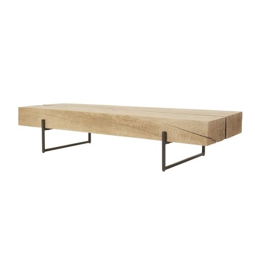 Table basse en chêne massif et métal noir Magnus | Maisons du Monde
